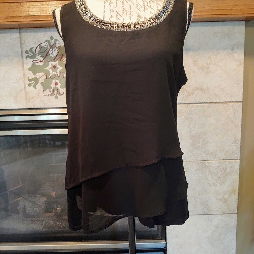 💥 3/$20 Design History Black Silky Tank Large! NWT